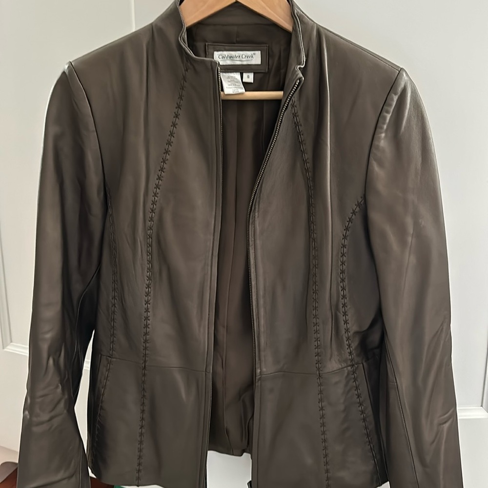 small cold water creek brown real leather jacket